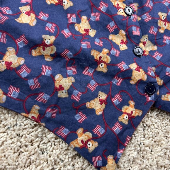 Women's Vintage Vest 111 Main Patriotic American Flag & Teddy Bears Medium - Picture 2 of 9